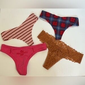 Aerie thong holiday variety set of 4 size medium NWOT